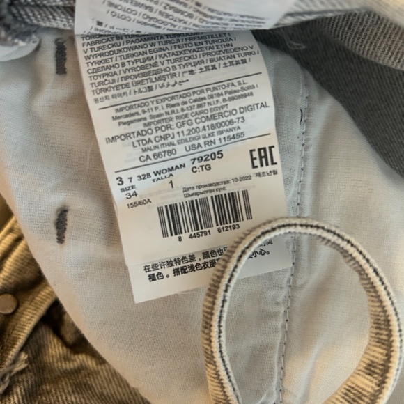 Mango Light Grey Bow Cotton Jeans/Culottes - Size 34 - Picture 13 of 13